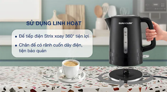 Đế tiếp điện Strix - Bình đun siêu tốc Sunhouse 1.7 lít SHD1306 