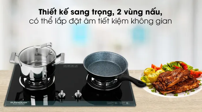 Bếp ga âm Sunhouse SHB5548MT - Màu đen, viền xanh sang trọng, thanh lịch