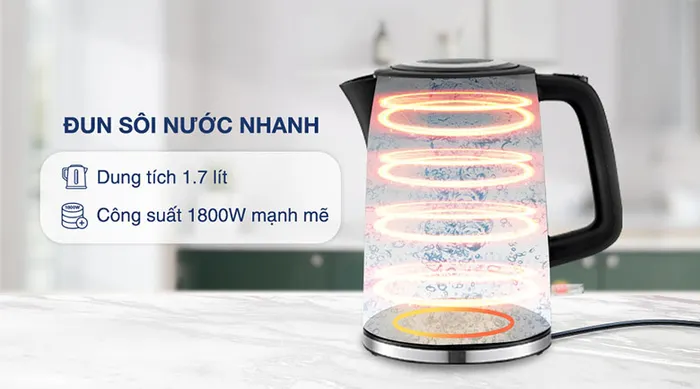 Dung tích, công suất - Bình đun siêu tốc Sunhouse 1.7 lít SHD1306 