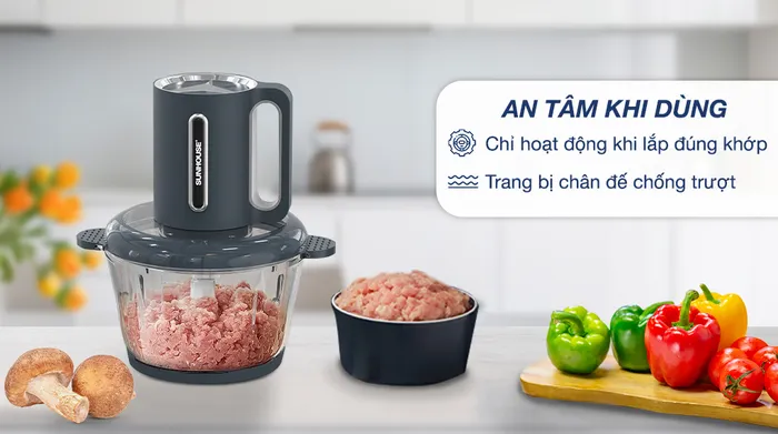 An toàn - Máy xay thịt đa năng Sunhouse SHD5403 300W 1.8 lít