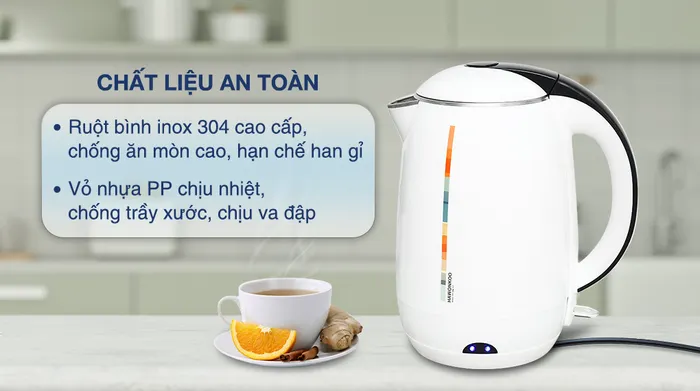 Bình đun siêu tốc Hawonkoo 1.8 lít KEH-180-W - Chất liệu