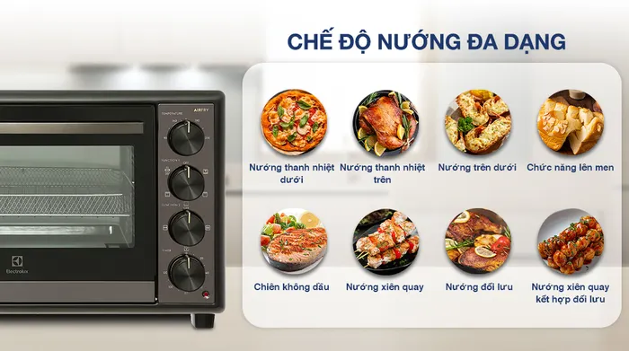 Lò nướng Electrolux EOT4022XFG 40 lít - Chế độ nướng