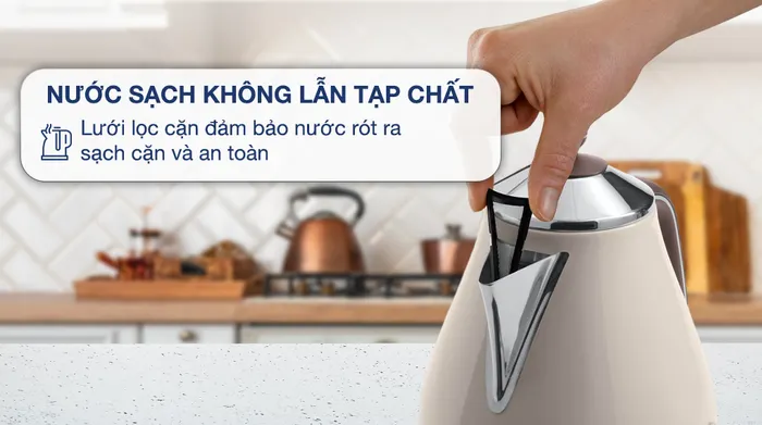 Ấm đun siêu tốc Delonghi 1.7 lít KBOV2001.BG - Lưới lọc cặn