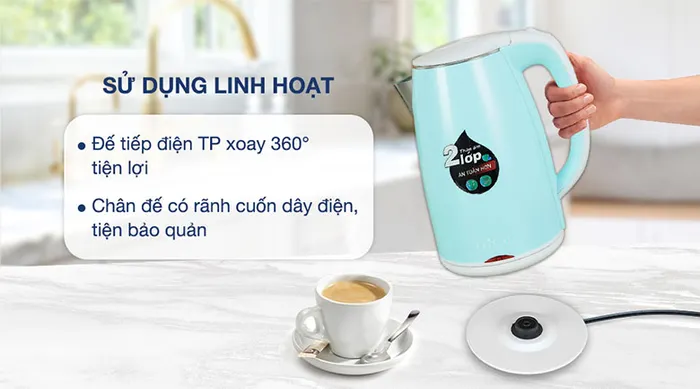 Đế tiếp điện - Bình đun siêu tốc Crystal 1.7 lít D1017 