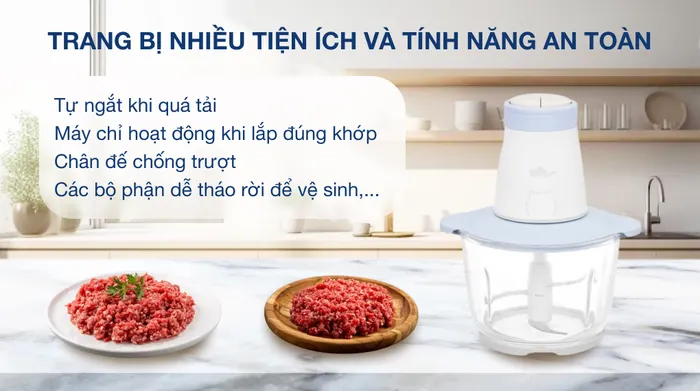 Máy xay thịt đa năng Bear QSJ-B02Q1 300W 2 lít - Tiện ích