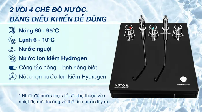 Máy lọc nước RO nóng nguội lạnh Hydrogen Mutosi MP-S1021H 10 lõi - Chế độ nước