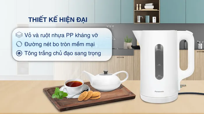 Bình đun siêu tốc Panasonic NC-K101WRA - Thiết kế