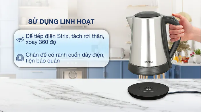 Bình đun siêu tốc Hafele 1.7 lít HS-K1703X - Đế tiếp điện