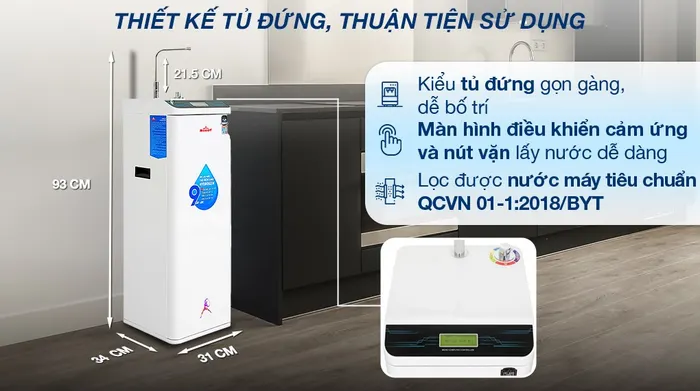 Máy lọc nước RO Hydrogen nóng nguội Robot HydroMegaPlus-9X 9 lõi - Thiết kế