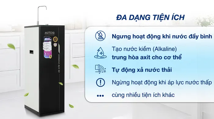 Máy lọc nước RO Hydrogen ion kiềm Mutosi MP-S1001H 10 lõi - Tiện ích
