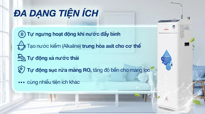 Tiện ích - Máy lọc nước RO nóng nguội lạnh Robot HydroElite-9X 9 lõi - Công suất