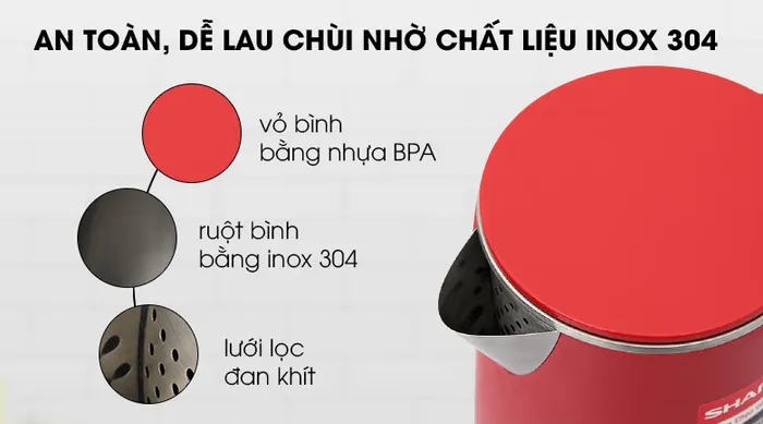 Bình đun siêu tốc Sharp 1 lít EKJ-10DVPS-RD
