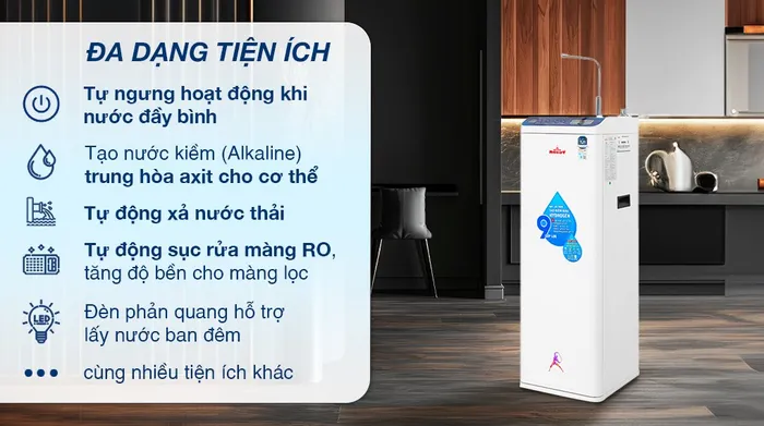 Máy lọc nước RO Hydrogen nóng nguội Robot HydroMegaPlus-9X 9 lõi - Tiện ích
