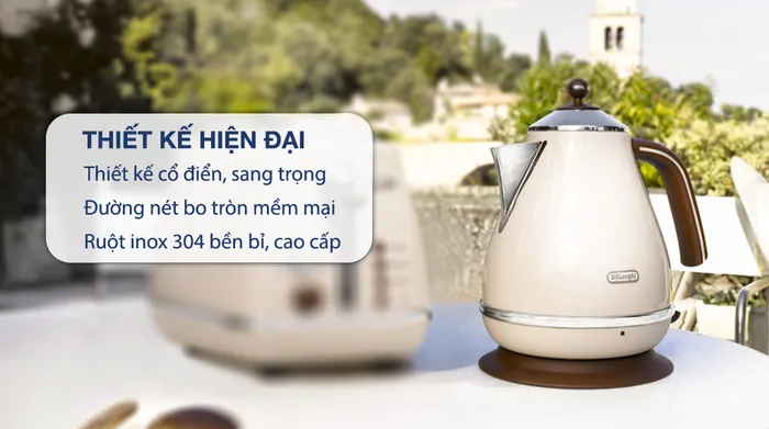 Ấm đun siêu tốc Delonghi 1.7 lít KBOV2001.BG - Thiết kế
