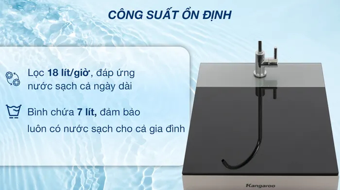 Máy lọc nước RO Hydrogen Kangaroo KG12HA 12 lõi - Công suất, dung tích bình chứa