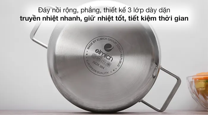 Bộ 3 cái nồi inox 3 đáy nắp kính Elmich Trimax XR EL-3843 - Chất liệu