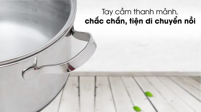 Tay cầm chắc chắn - Nồi inox 3 đáy 24cm Happycook N24-NMG