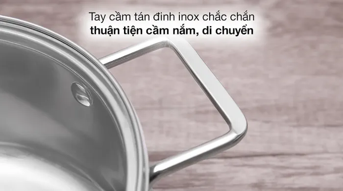 Bộ 3 cái nồi inox 3 đáy nắp kính Elmich Trimax XR EL-3843 - Tay cầm