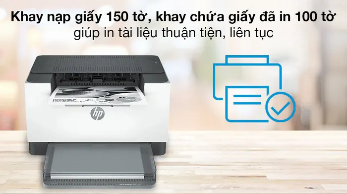 Máy in Laser trắng đen HP LaserJet M211dw/Wifi (9YF83A) - In liên tục với khay nạp giấy chứa được 150 tờ, khay chứa giấy đã in 100 tờ