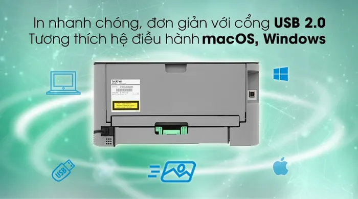 Máy in laser trắng đen Brother HL-L2321D - Kết nối