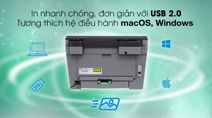 Máy in laser trắng đen đa năng Brother DCP-L2520D - Kết nối