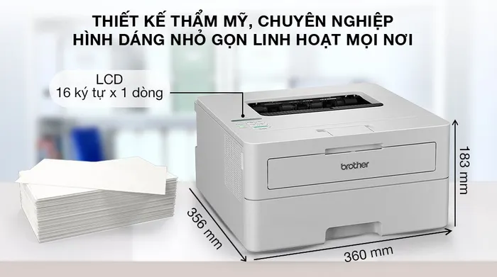 Máy in laser trắng đen đơn năng Brother HL-B2180DW Wifi - Thiết kế
