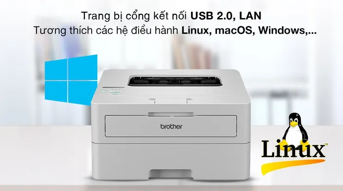 Máy in laser trắng đen đơn năng Brother HL-B2180DW Wifi - Kết nối