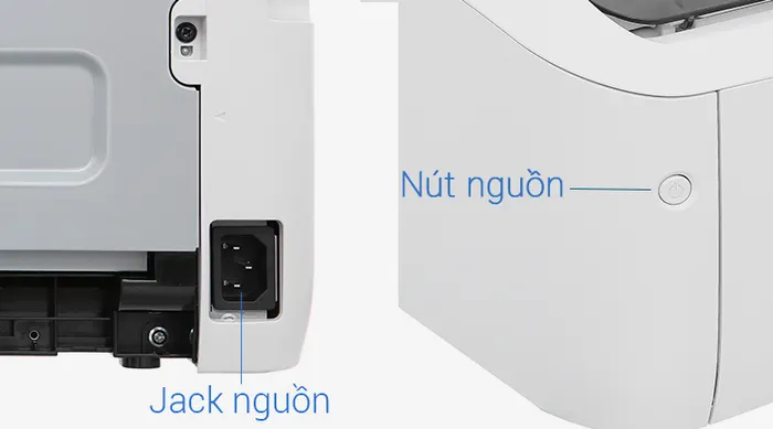 Máy in Laser Canon LBP 6030W Wifi - Cắm dây nguồn vào jack nguồn, nhấn nút nguồn để bật máy