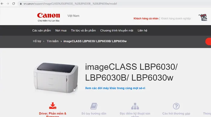 Máy in Laser Canon LBP 6030W Wifi - In không dây qua máy tính