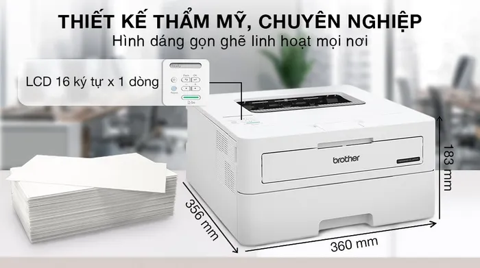 Máy in laser trắng đen đơn năng Brother HL-B2100D - Thiết kế