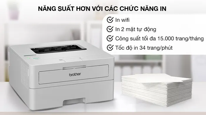 Máy in laser trắng đen đơn năng Brother HL-B2180DW Wifi - Công suất in