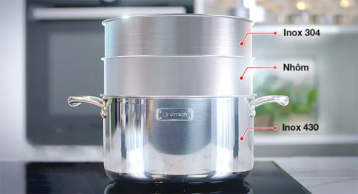 Đáy liền thành, 3 lớp - Nồi inox 3 đáy nắp kính 20 cm Elmich Trimax XS EL-3747
