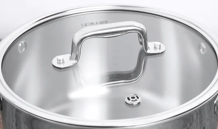 Nắp kính trong suốt, dễ quan sát - Nồi inox 3 đáy nắp kính 24cm Elmich Trimax Eco EL-3995