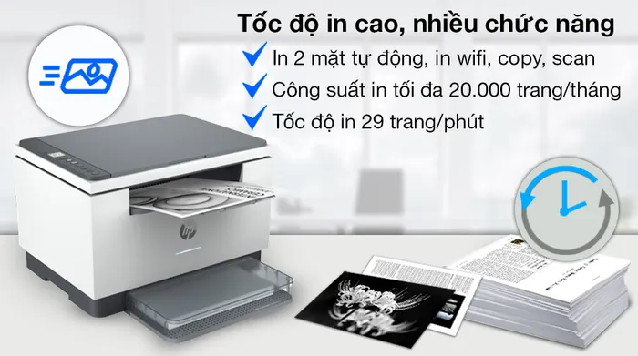 Máy in Laser trắng đen HP LaserJet MFP M236dw//Wifi/đa năng (In/scan/copy) (9YF95A) - Hiệu suất in mạnh mẽ