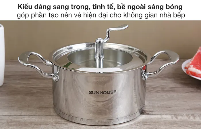 Kiểu dáng - Bộ nồi Inox 5 đáy Sunhouse SHG2503MSA