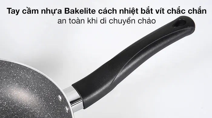 Tay cầm - Chảo nhôm sâu chống dính vân đá đáy từ nắp kính 26cm Delites CE005-26