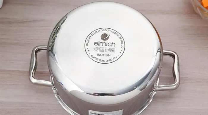 Nồi inox 3 đáy nắp kính 20cm Elmich Trimax Eco EL-3993 - Nồi Elmich có 3 đáy (inox 304 - nhôm - inox 430) bắt từ siêu nhanh