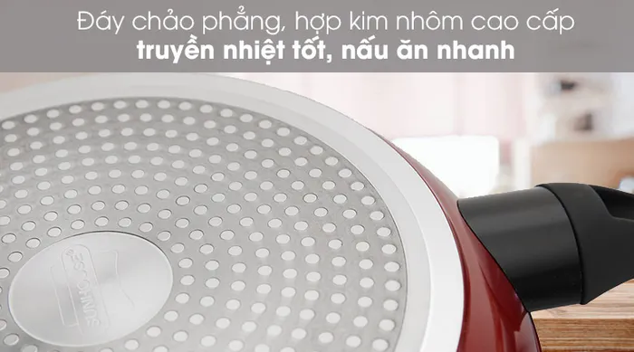 Đáy chảo phẳng - Chảo nhôm chống dính đáy từ 28cm Sunhouse SFP28B