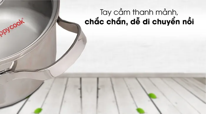 Tay cầm chắc chắn - Nồi inox 3 đáy 16cm Happycook N16-NMG