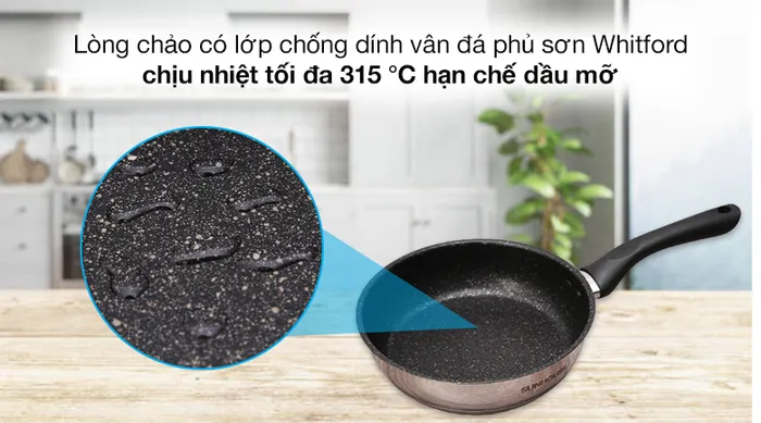 Lòng chảo - Chảo inox 5 đáy chống dính 20cm Sunhouse IN20M4