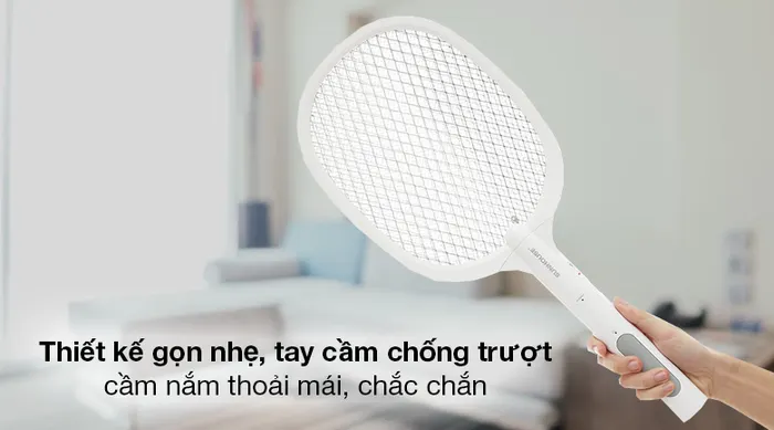 Vợt muỗi thông minh 3 in 1 Sunhouse SHE-Pro11.W - Thiết kế gọn nhẹ, tay cầm chống trượt 