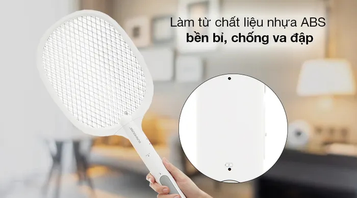 Vợt muỗi thông minh 3 in 1 Sunhouse SHE-Pro11.W - Chất liệu nhựa ABS an toàn, chống va đập, độ bền cao, hạn chế bám bẩn và không ảnh hưởng đến sức khỏe người dùng