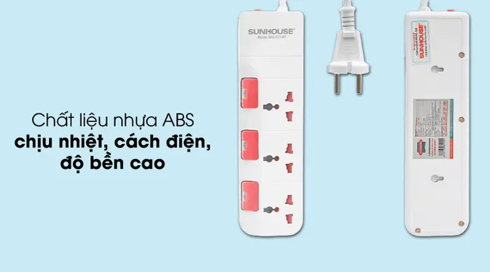 Chất liệu bền tốt - Ổ cắm điện Sunhouse SHE-OC1-3R
