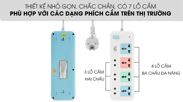 Thiết kế nhỏ gọn - Ổ cắm điện Comet 7 lỗ 3m CES4433