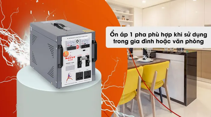Ổn áp ROBOT 1 Pha 3KVA GR03K140 - Điện áp 1 pha thích hợp cho gia đình