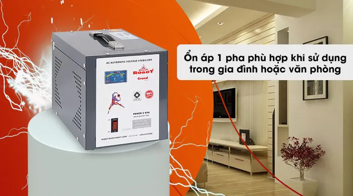 Ổn áp 1 pha phù hợp cho gia đình, văn phòng 