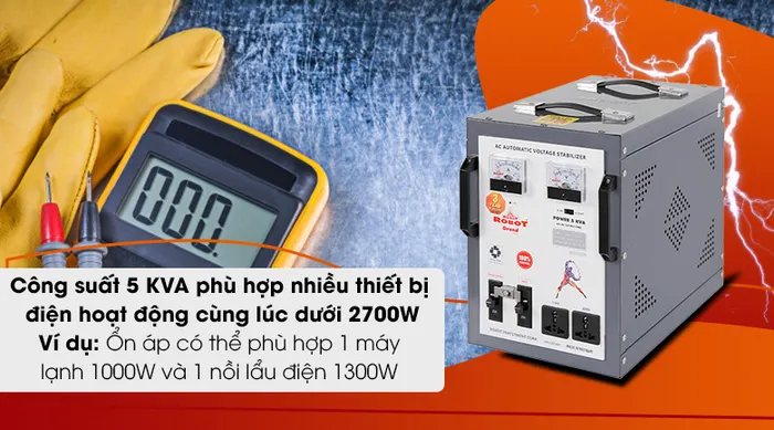 Ổn áp ROBOT 1 Pha 5KVA GR05K140 - Công suất