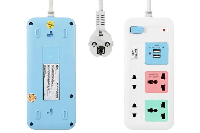 Chất liệu nhựa ABS - Ổ cắm điện 2USB 4 lỗ 3m COMET CES4223