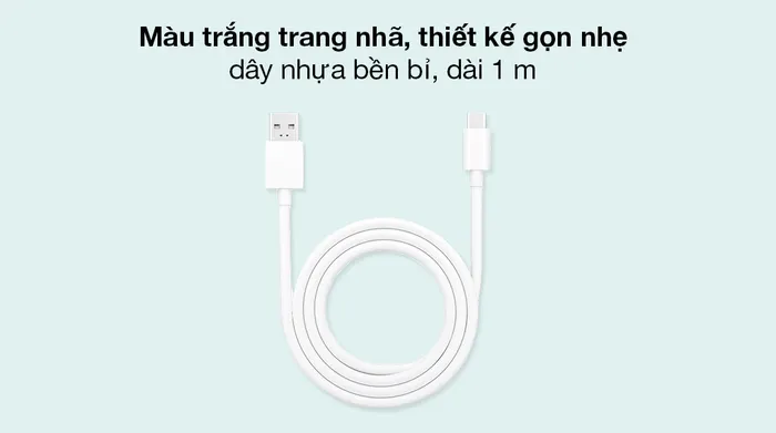 Cáp Type C SuperVOOC 1m OPPO DL129 Trắng - Kiểu dáng gọn nhẹ, chiều dài dây 1 m