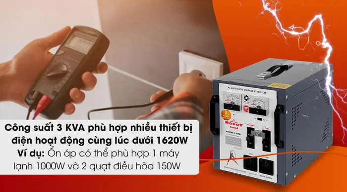 Ổn áp ROBOT 1 Pha 3KVA GR03K090 - Công suất